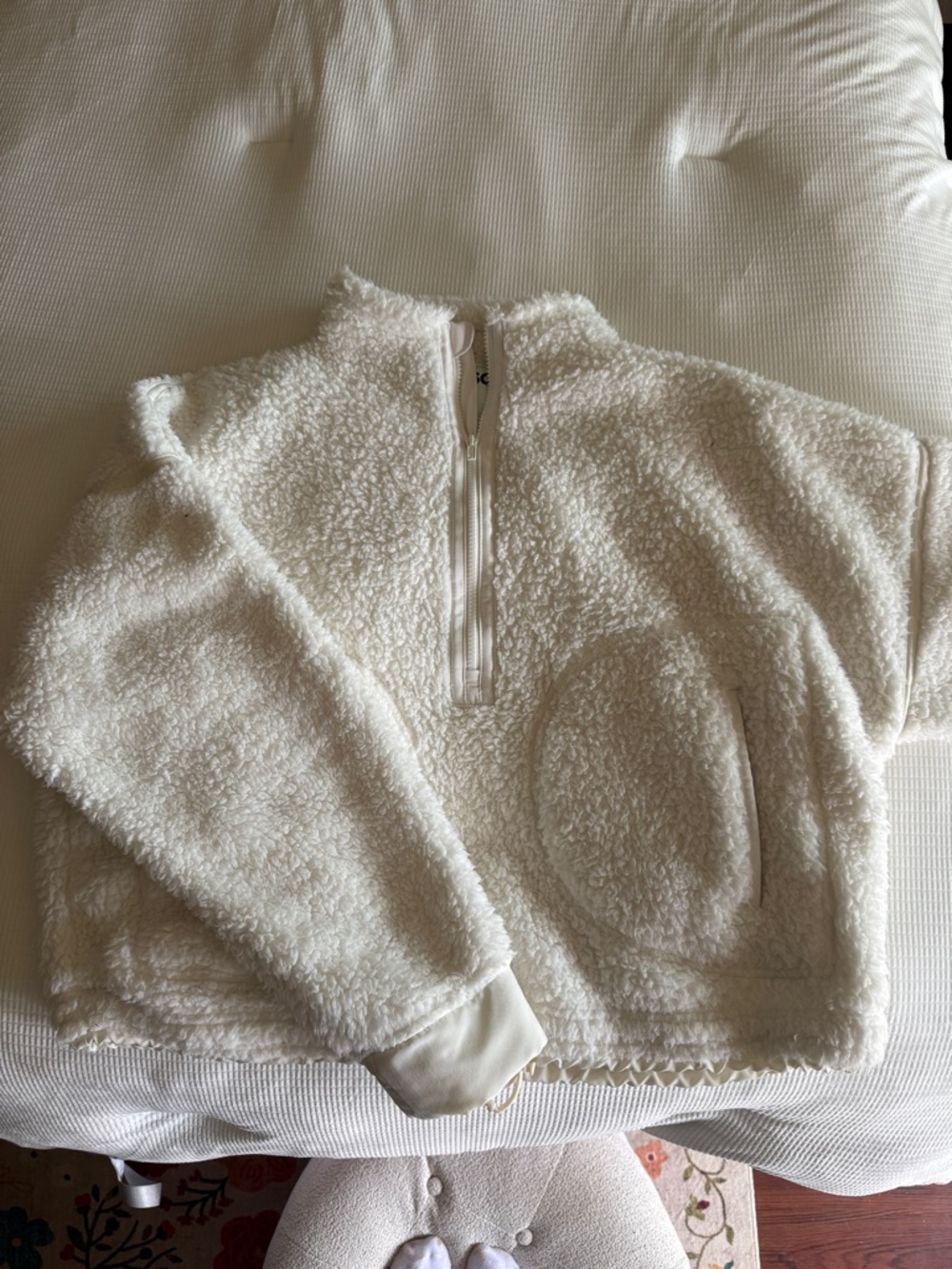 Kohl's Cream Teddy Sherpa Half-Zip Jacket